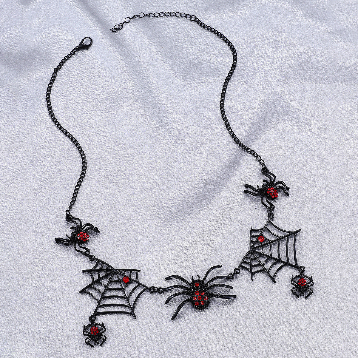 Wholesale Halloween Retro Gothic Exaggerated Black Spider Web Necklace